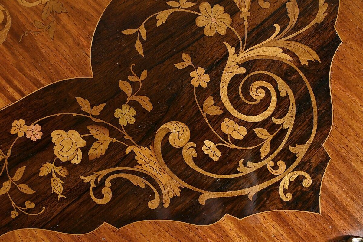 photo furniture Rosewood And Marquetry Desk Table, Napoleon III Period – 2nd Part Of The 19th Century