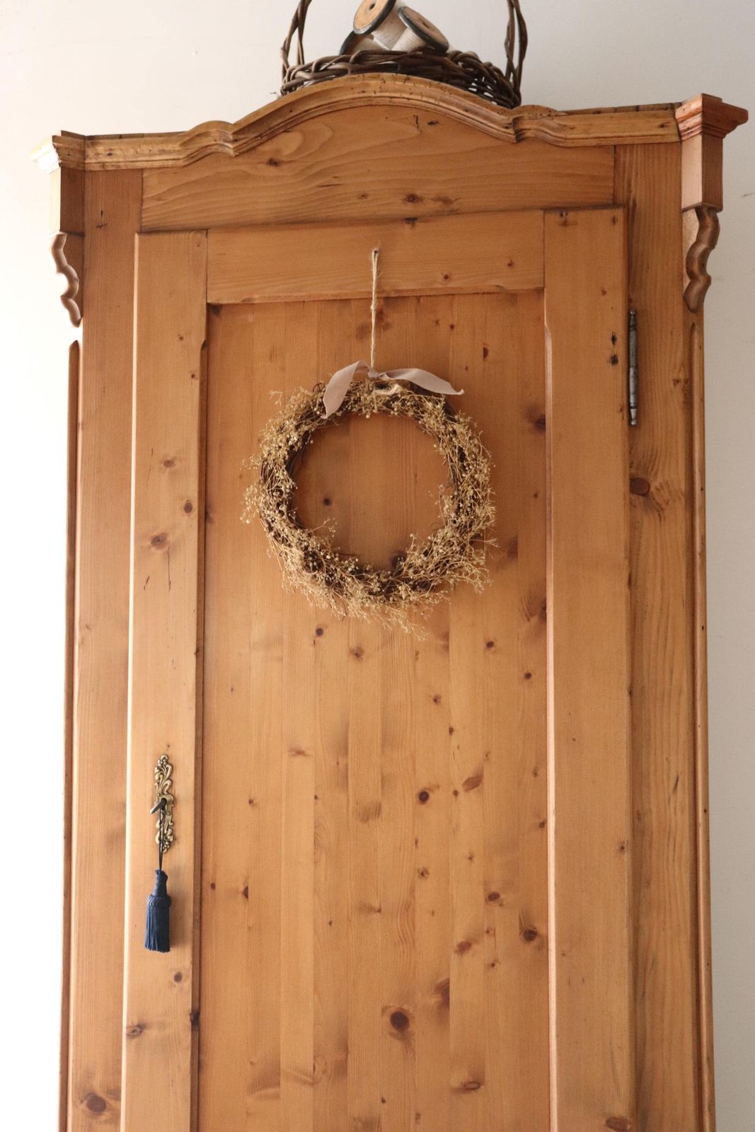 Gorgeous Rustic Pine Farmhouse Larder Or Linen Cupboard With Shelves And Original Key photo for sale