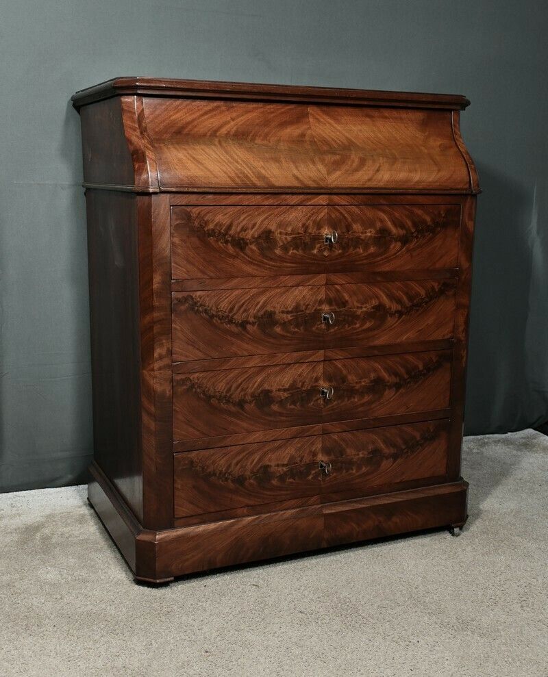 Mahogany Burl Veneer Dresser, Louis Philippe Style – Late 19th Century photo for sale