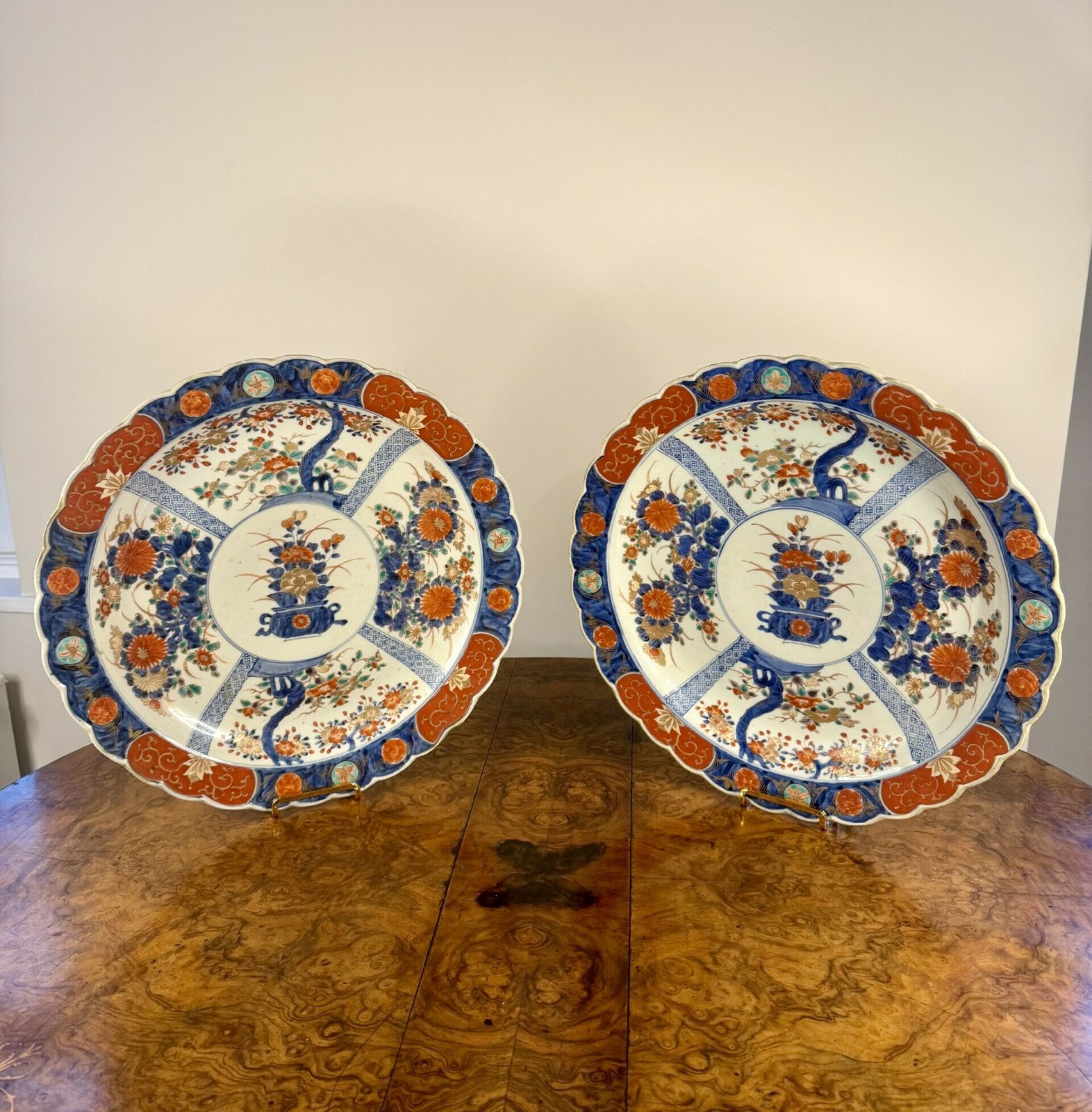 Outstanding Quality Pair Of Antique Japanese Imari Chargers
