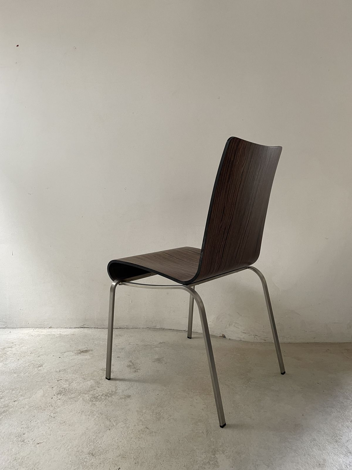 Minimalist Stained Plywood And Stainless Steel Legged Chair   Made In Italy By Plank photo Furniture