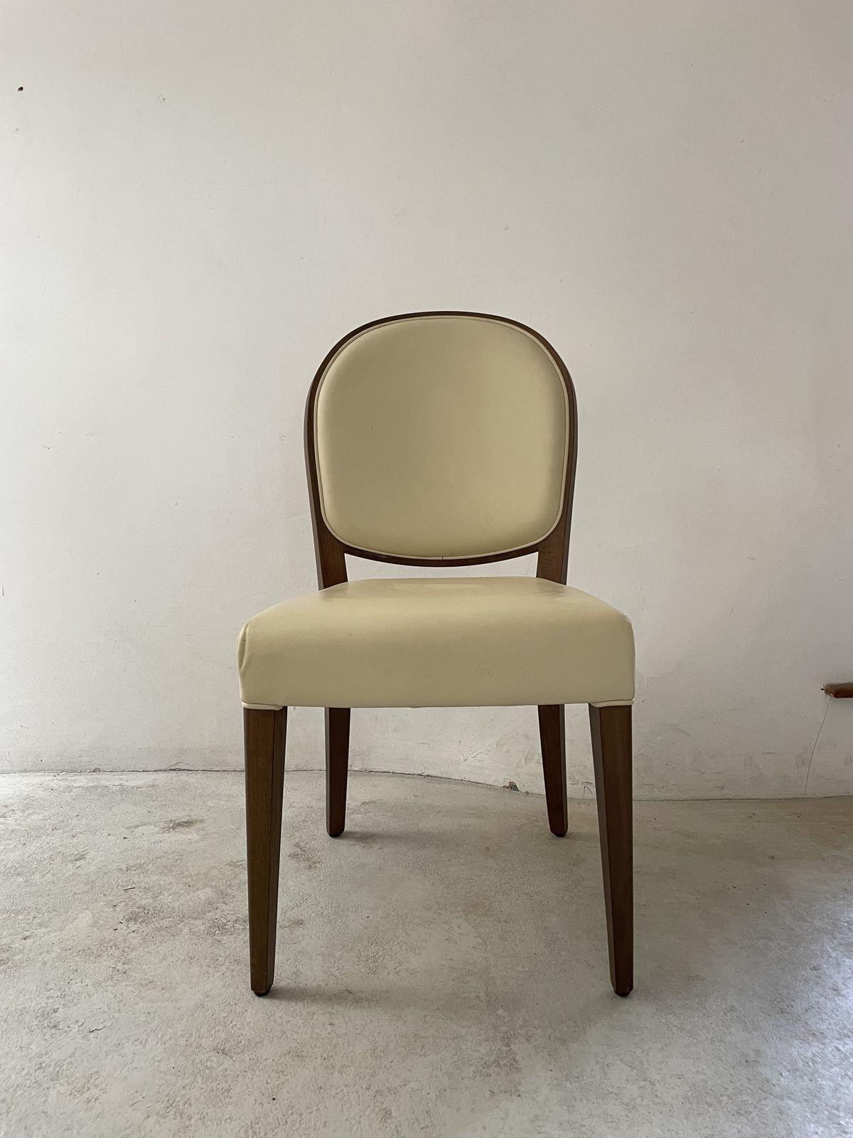 Cream Leather And Walnut Dining Or Statement Chair   Ex. Contract, Perfect Condition