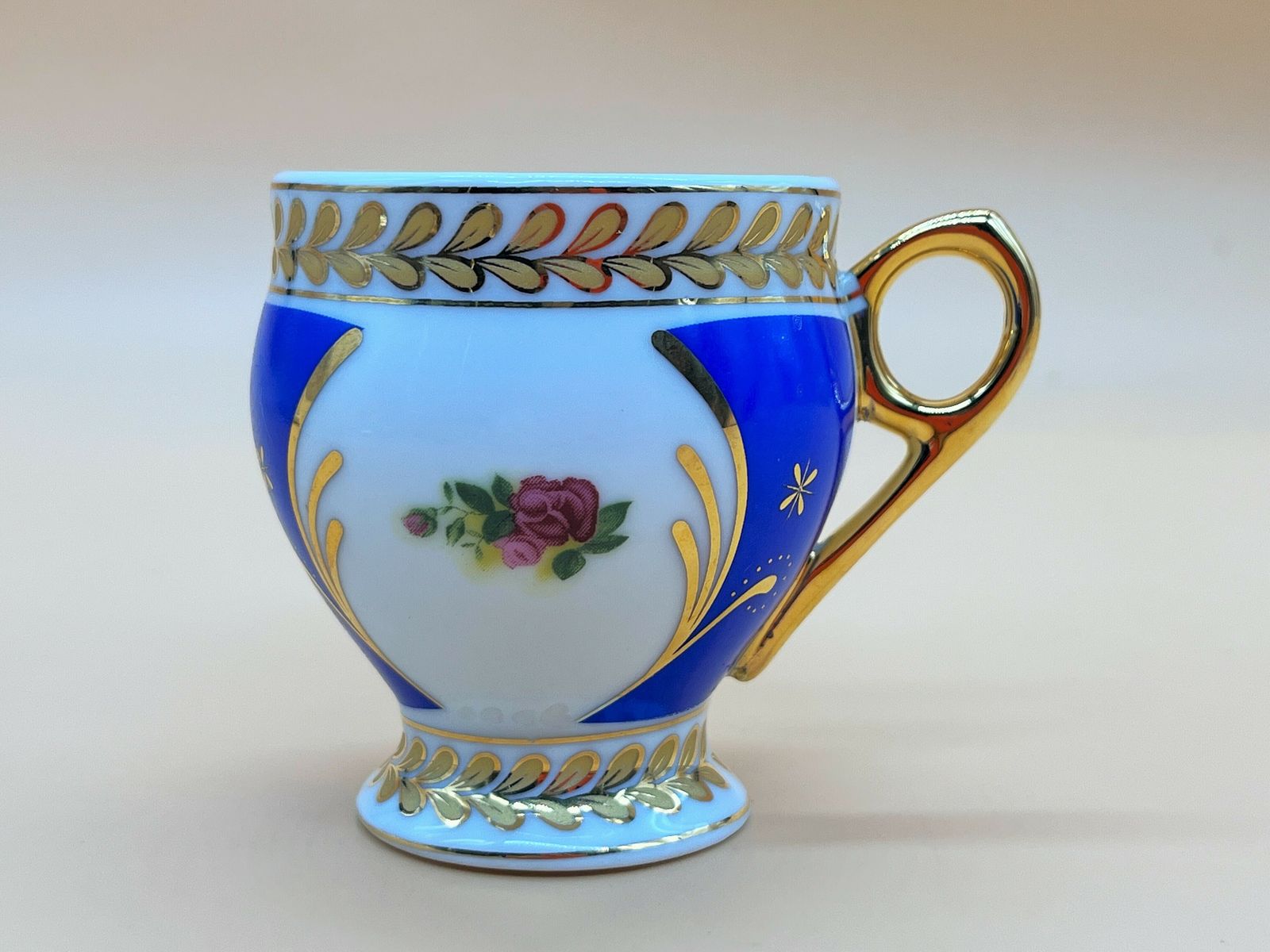 Lg Limoges Porcelain Blue Chocolate Cup, Saucer And Lid. photo 95.0