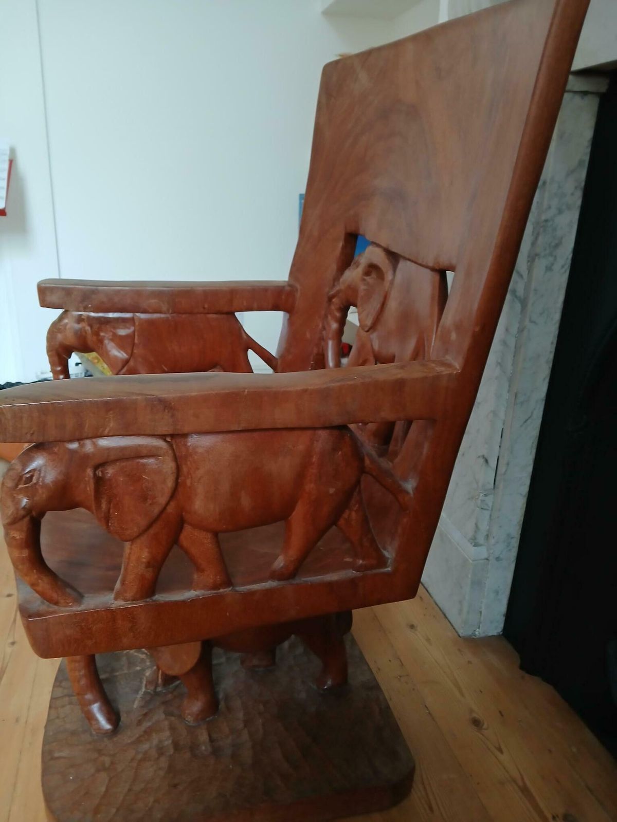 Hand Carved Mahogany African Chair photo for sale