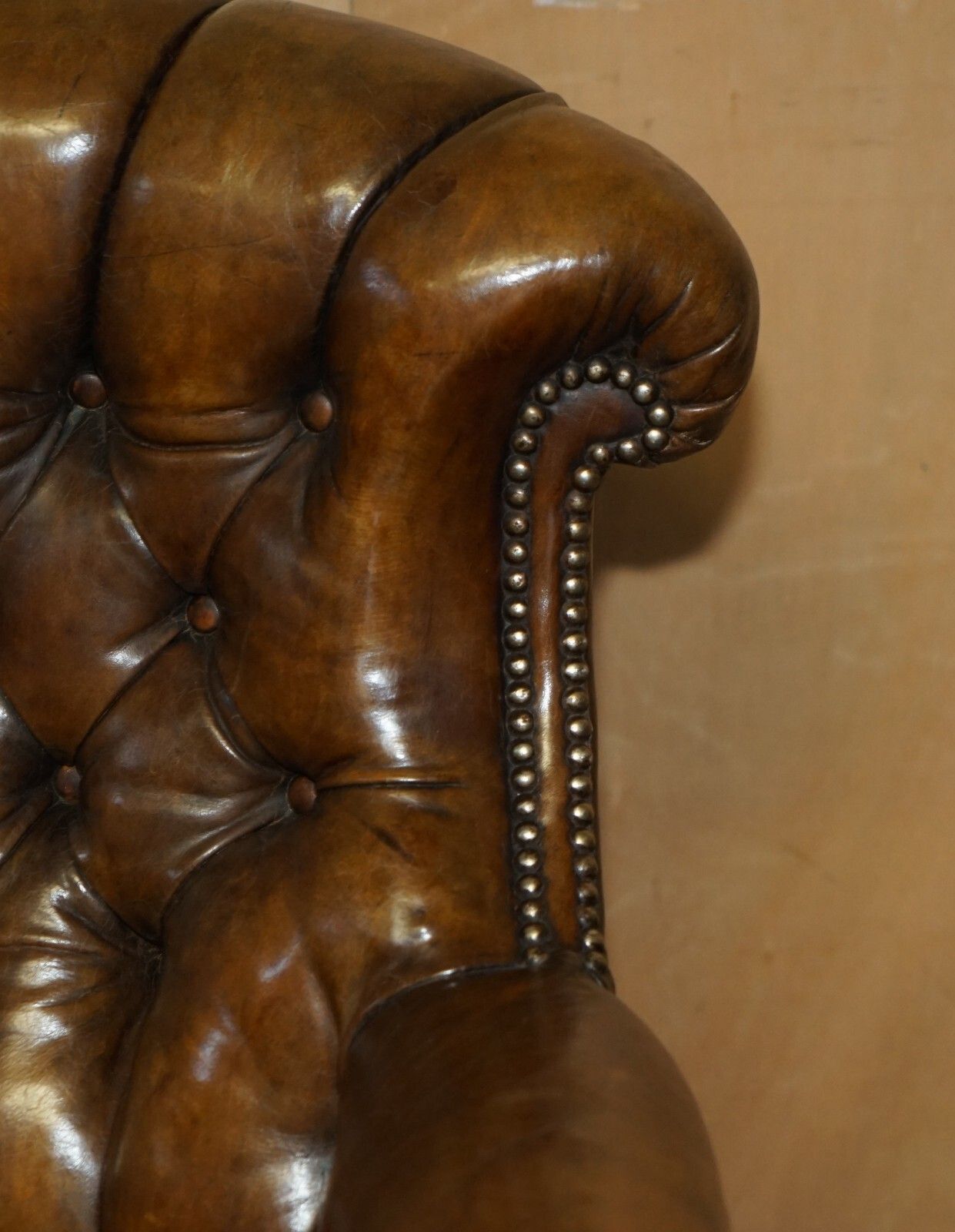 Fine Antique Victorian Harrington's Cradle Rocking Chesterfield Leather Armchair photo vinterior
