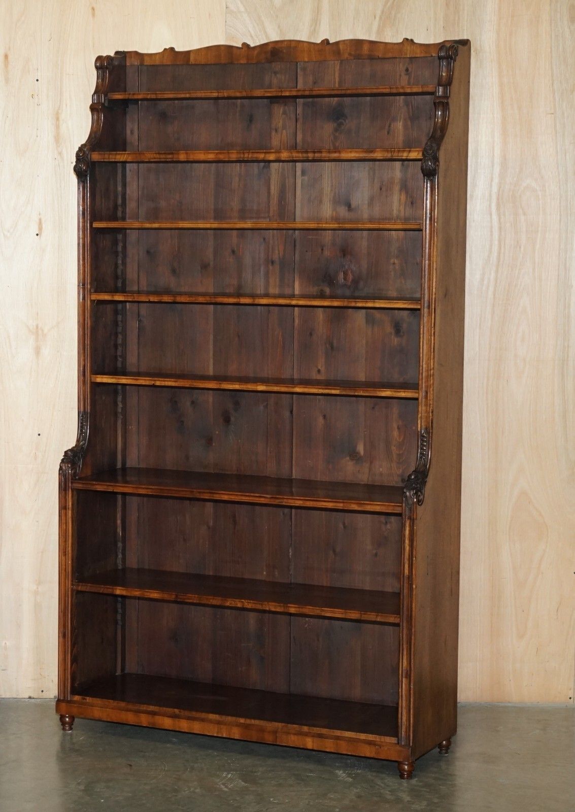 Important Pair Of 2.1 Meter Tall Regency Rosewood Waterfall Library Bookcases photo for sale