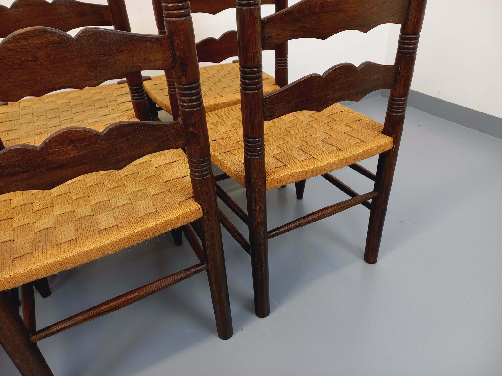 photo furniture 6 Arts & Crafts Chairs In The Style Of Antonio Calligarise In Oak