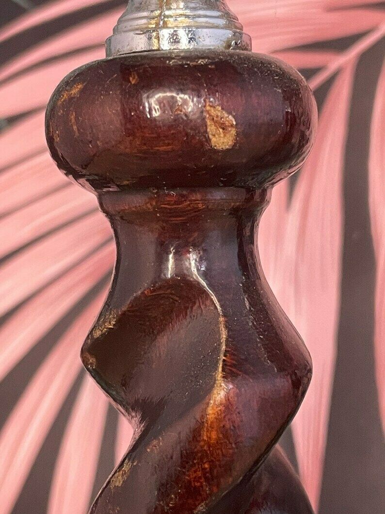 Art Deco Chrome And Wood Candlesticks   Vintage Candlesticks With Barley Twist And Oak Leaf Pattern photo 50.0