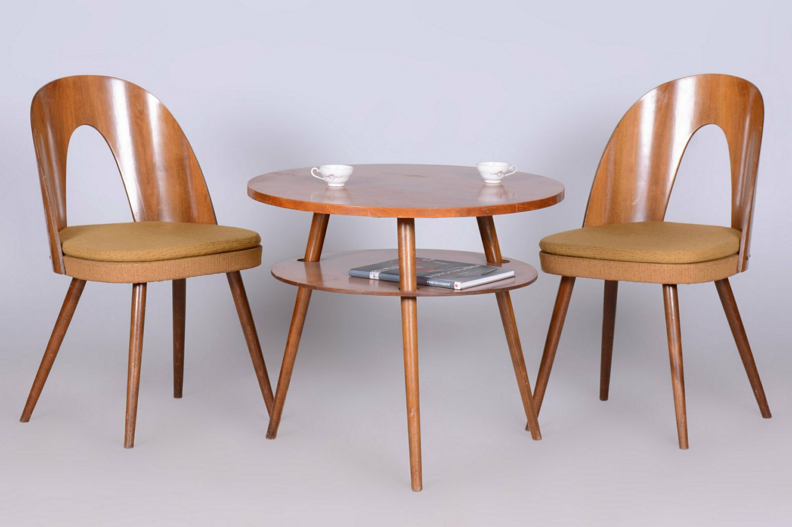 Original Mid Century Coffee Table, Walnut, Beech, Czech, 1950s photo buy