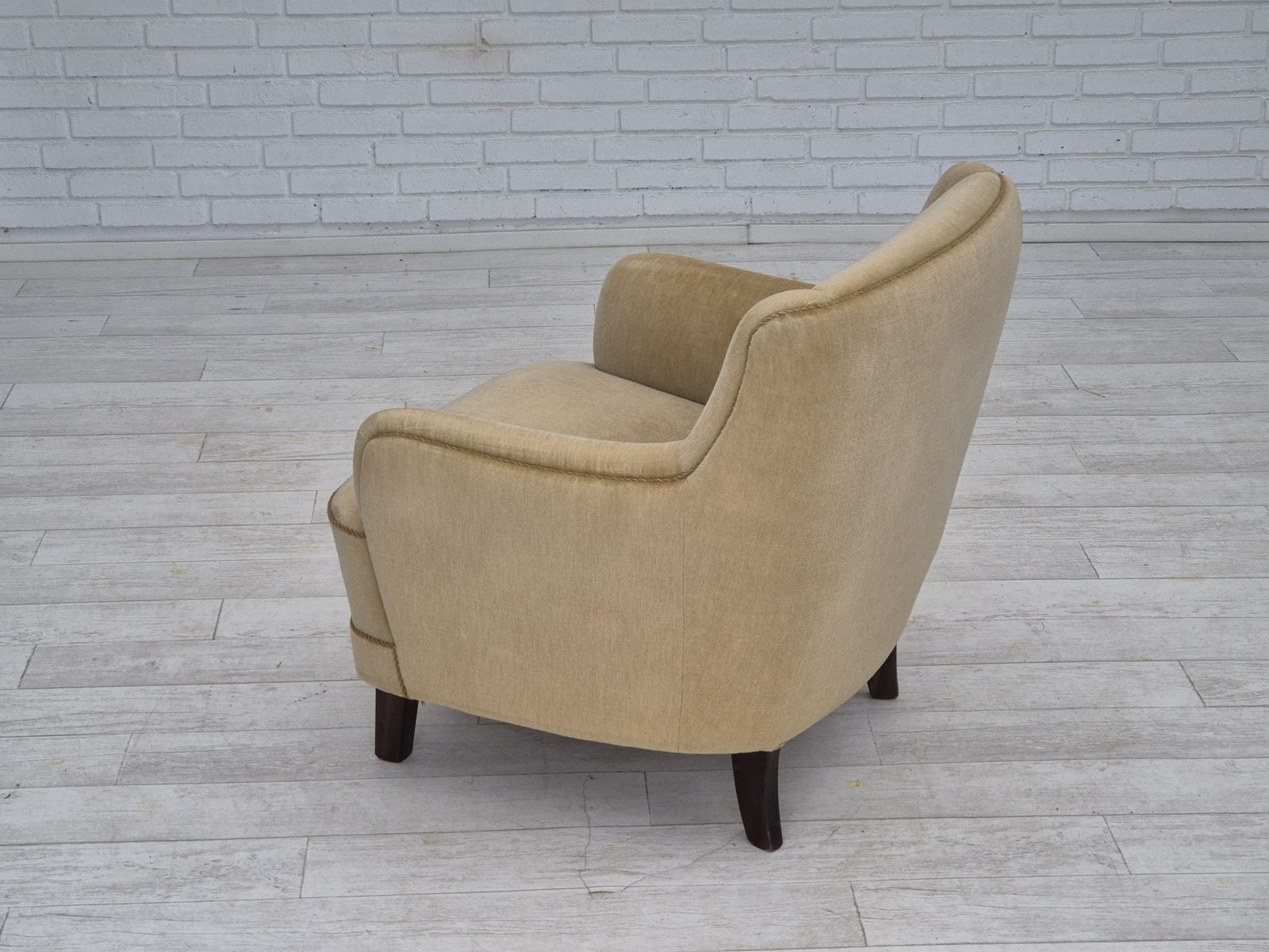 1970s, Danish Lounge Chair, Original Condition, Furniture Velour. photo vintage