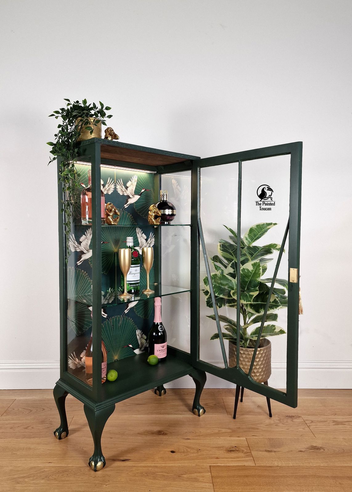 Art Deco Green Drinks Cocktail Display Cabinet Custom Order photo for sale