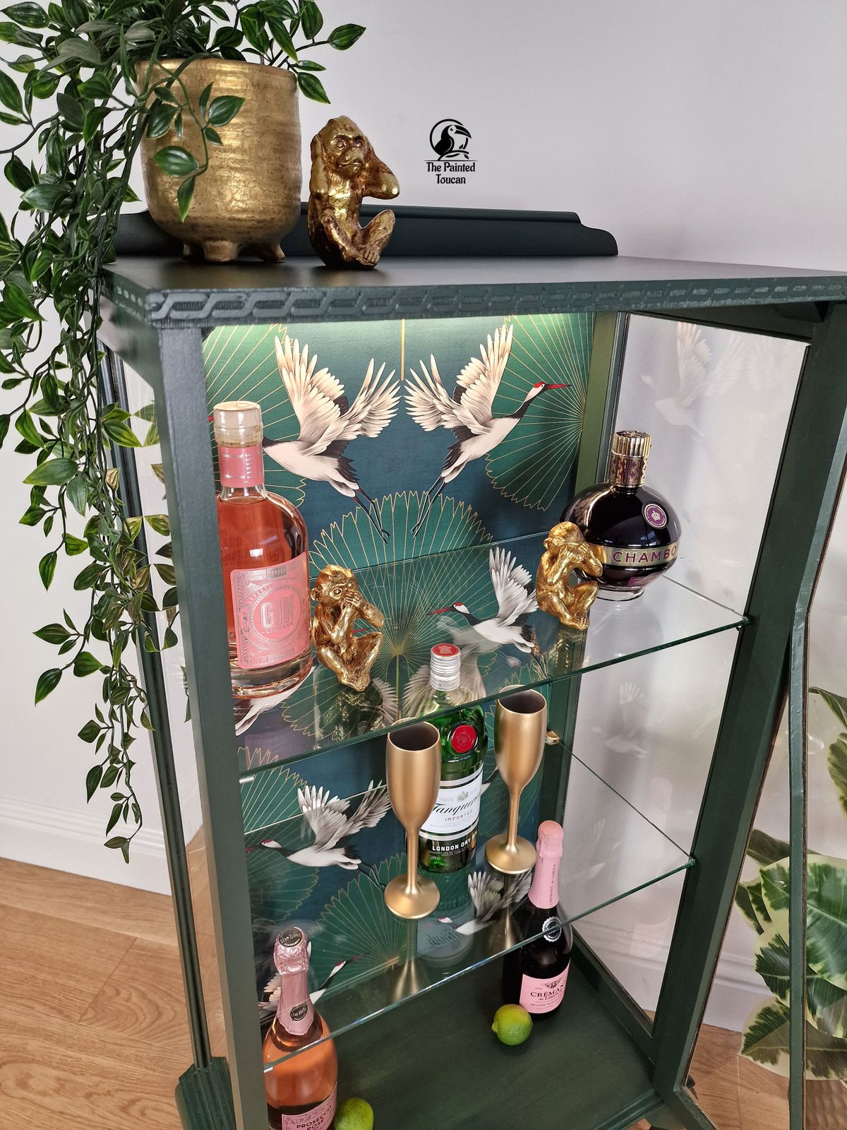 Art Deco Green Drinks Cocktail Display Cabinet Custom Order photo vinterior