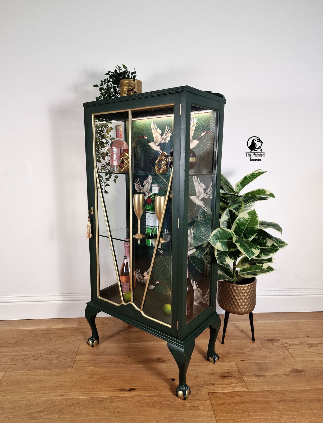Art Deco Green Drinks Cocktail Display Cabinet Custom Order photo vintage
