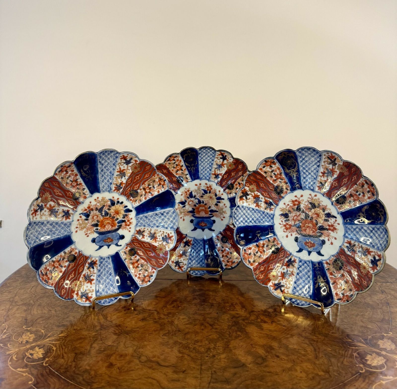 Outstanding Quality Trio Of Antique Japanese Imari Plates