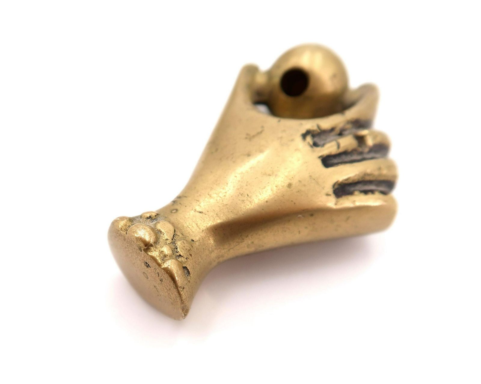 Brass Paperweight, Hand Holding A Sphere, 1950s / Talisman, Desk, Charm photo Home Decor
