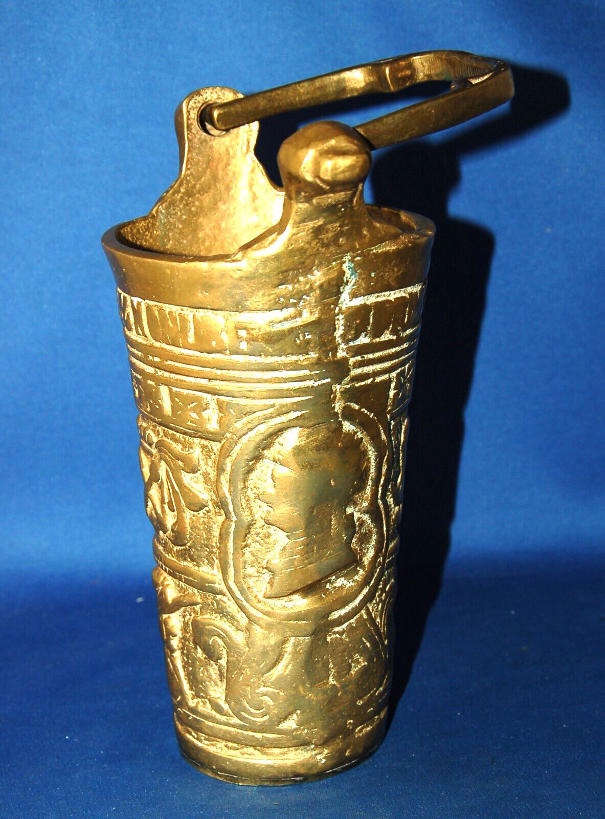 An Antique 19th Century Brass Gothic, Medieval, Church Situla, Holy Water Holder photo for sale