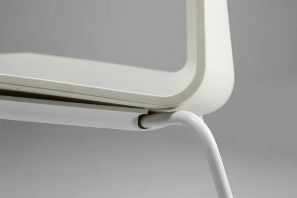Mid Century White Chair With Metal Frame And Plastic Seat, Belgium, photo Furniture