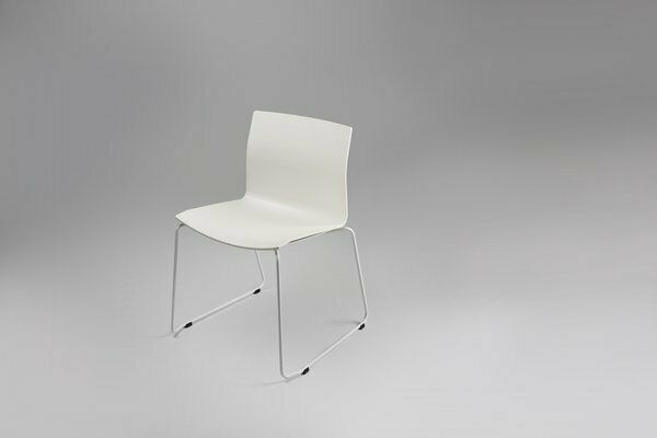 Mid Century White Chair With Metal Frame And Plastic Seat, Belgium, photo 499.0