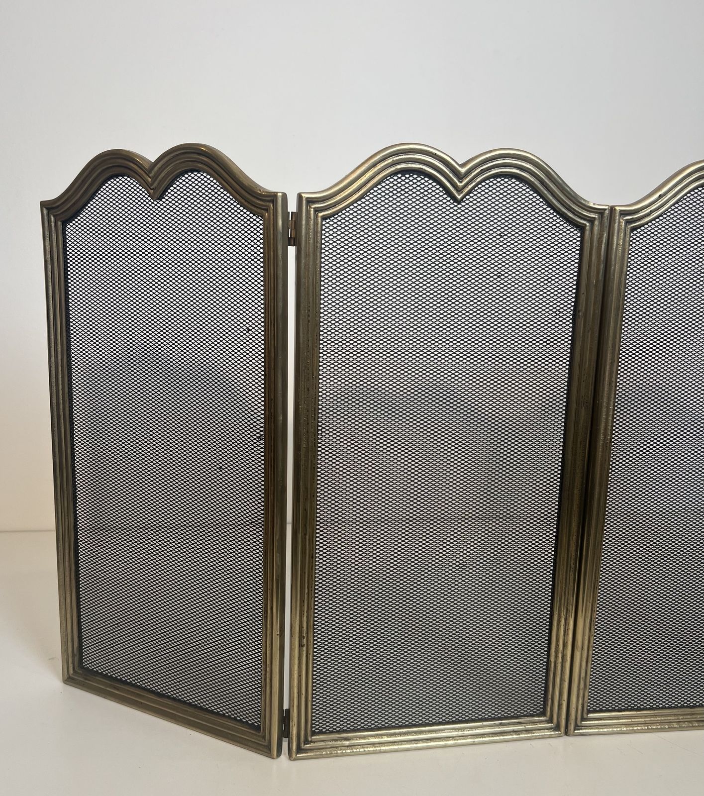 Neoclassical Style Brass And Mesh Fire Screen photo buy