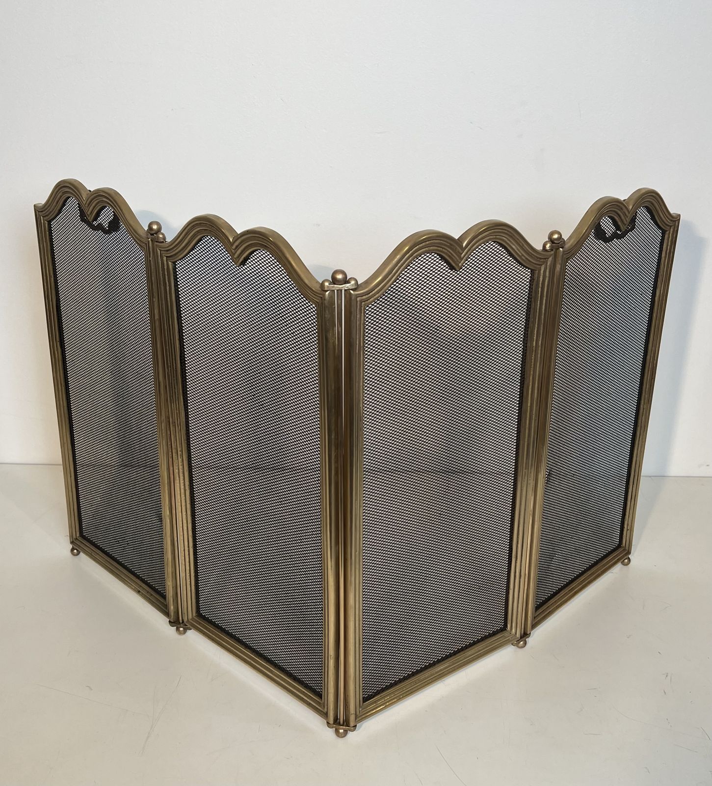 Neoclassical Style Brass And Mesh Fire Screen photo Home Fixtures