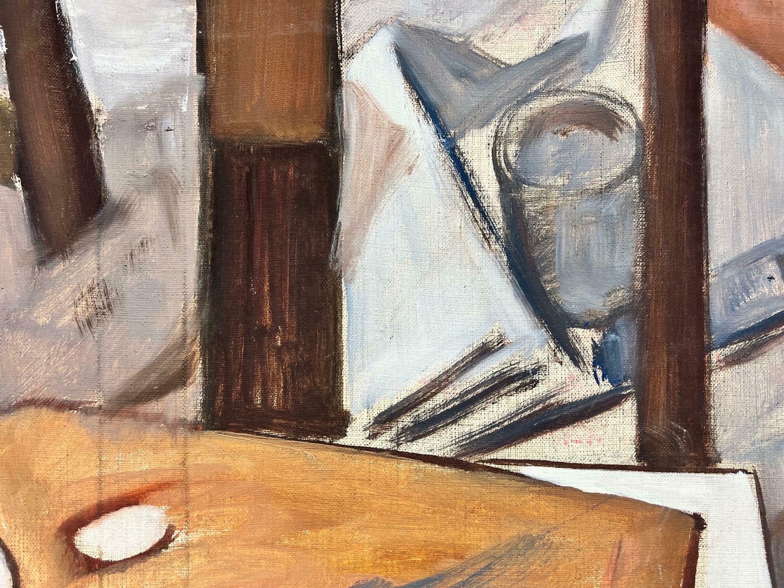 Josine Vignonan Artists Tools Pallet And Easel Interior Scene French Oil 1960's photo vinterior
