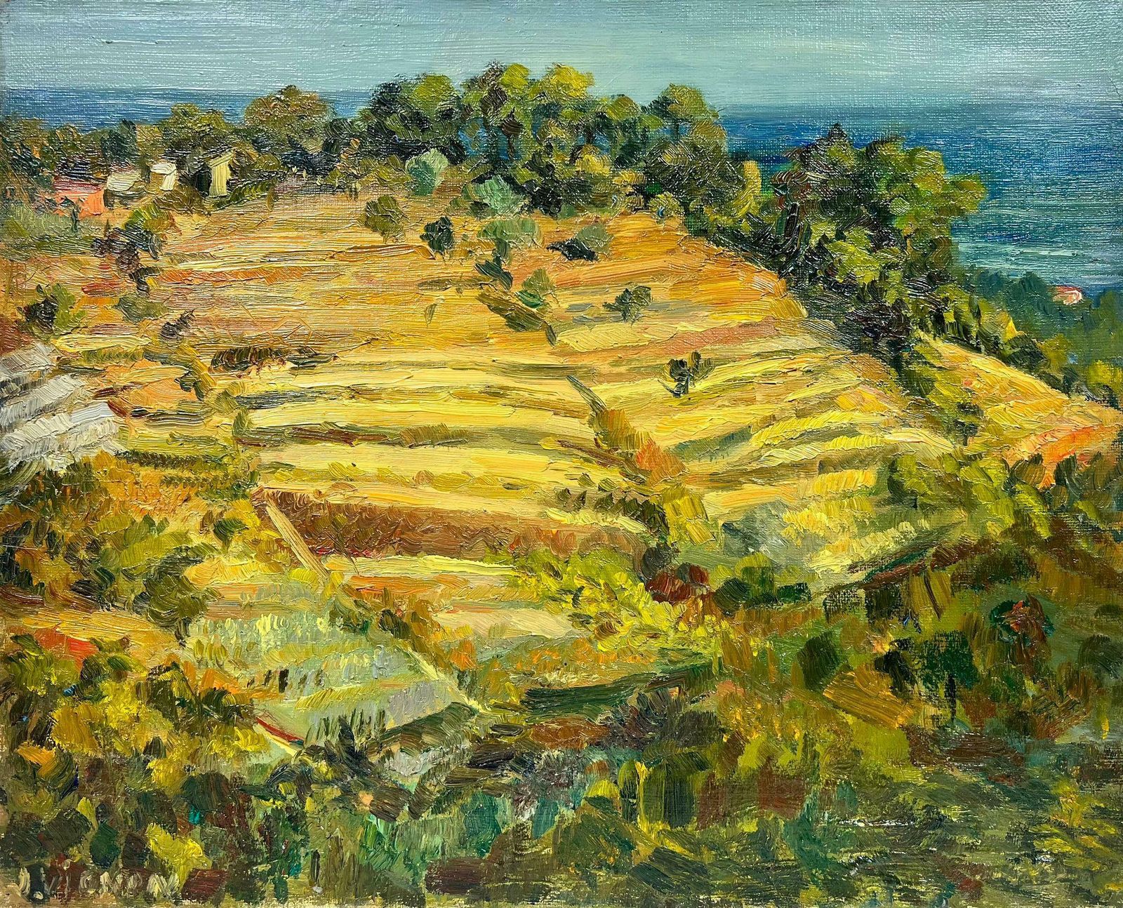 Josine Vignongolden Harvest French Field Landscape Impressionist Oil1960's