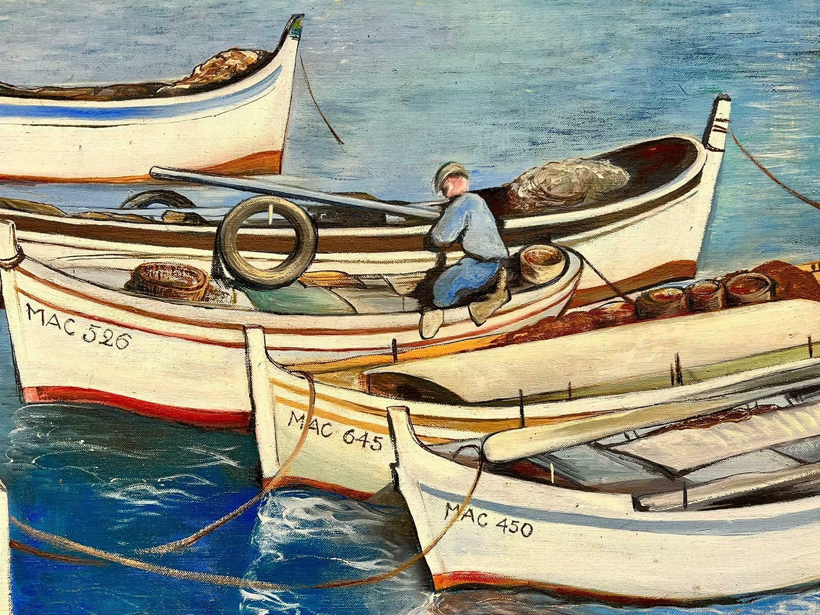 G. Lefevrehuge 20th Century French Signed Oil Fishing Boats In South Of France Harbour photo 1733.0