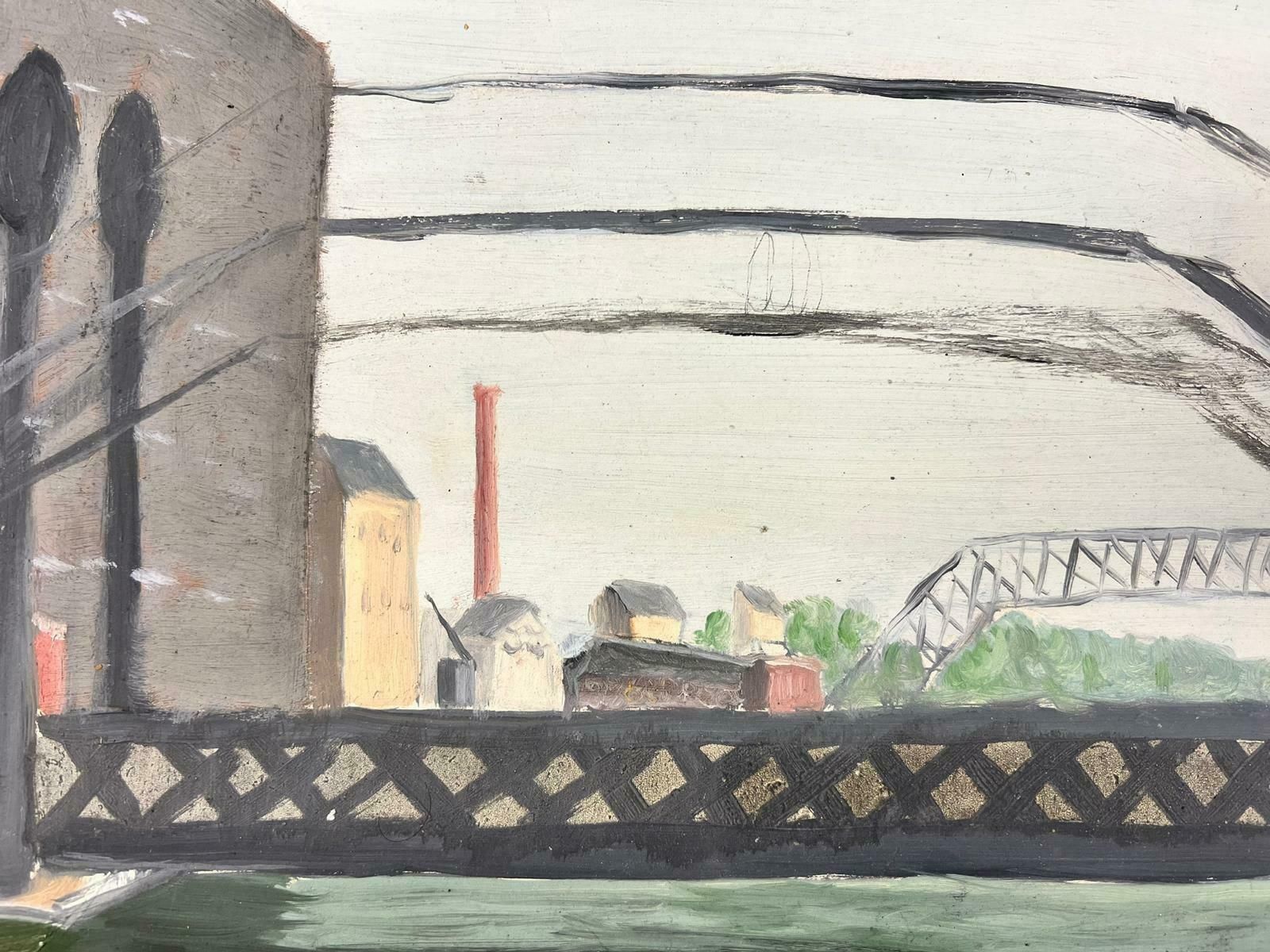 Genevieve Zondervan (1922 2013)genevieve Zondervan (1922 2013) French Oil Painting   Power Station Bridge  C. 1960's photo furniture