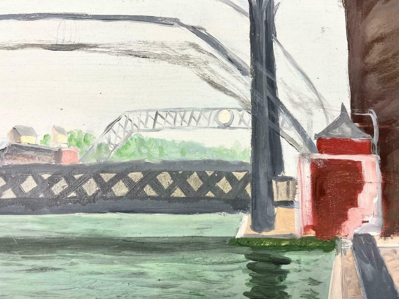 Genevieve Zondervan (1922 2013)genevieve Zondervan (1922 2013) French Oil Painting   Power Station Bridge  C. 1960's photo Art