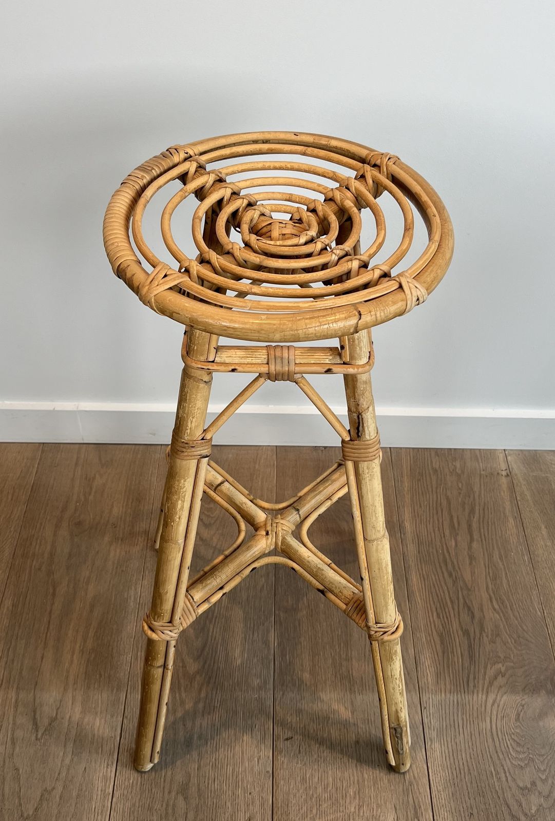 Set Of 4 Rattan Stools, 1970s, Vintage photo vinterior