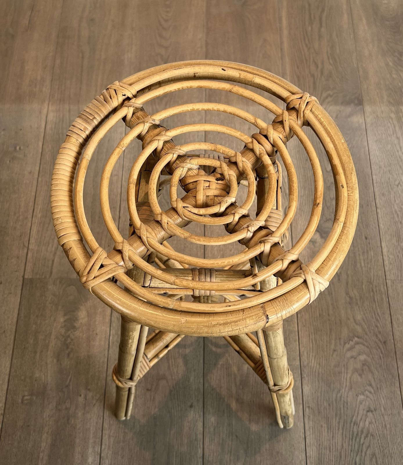 Set Of 4 Rattan Stools, 1970s, Vintage photo vintage