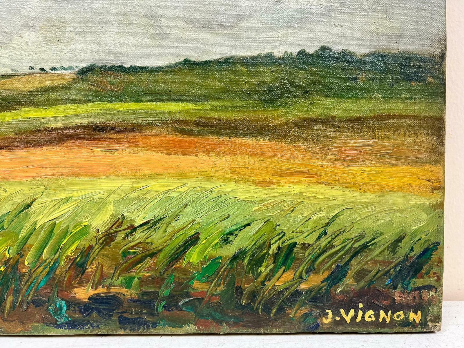 Josine Vignonfrench Open Field Landscape Post Impressionist Signed Oil 1960's photo for sale