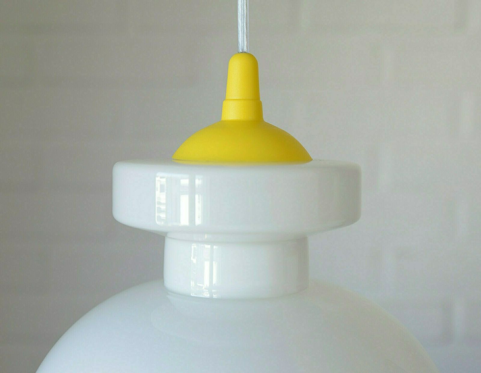 Set Of 3 Vintage Pop Art Lamp / Pendant Light / White Opaline Glass / Yugoslavia 1970s photo Lighting