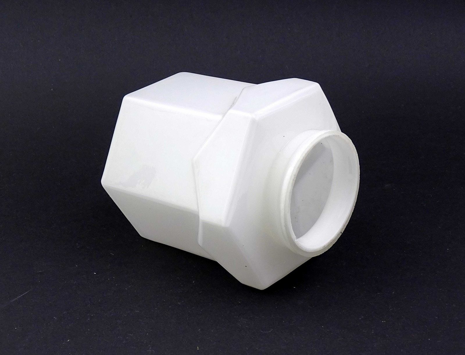 Vintage French White Opaline Glass Art Deco Geometric Lamp Shade, Retro Milk Glass 1930s Cubist Style Shade From France, Skyscraper Light photo 75.0