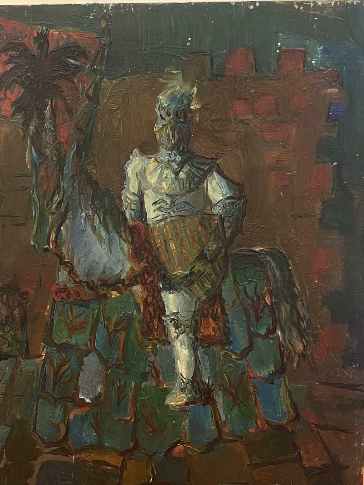 French Schoolfrench Modernist 20th Century Oil Painting Knight In Shining Armour On Horseback photo furniture