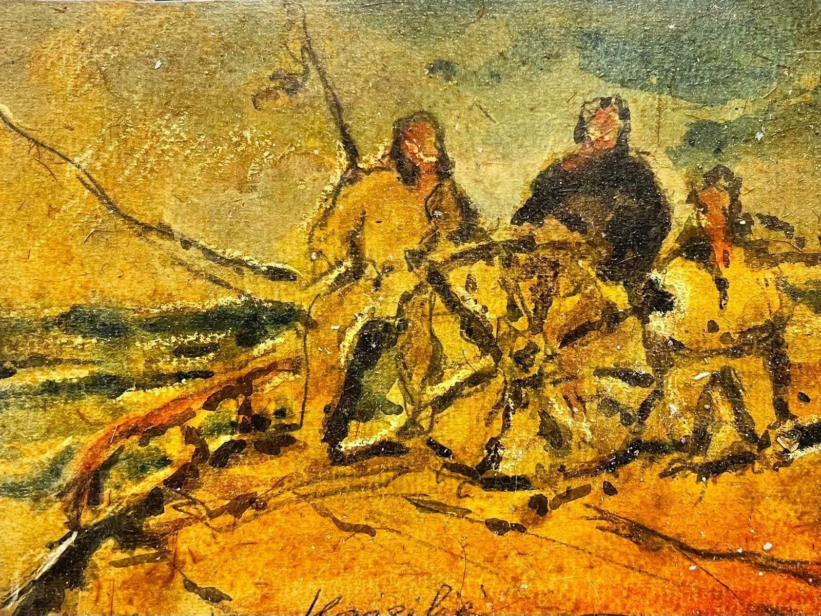 Maurice Mazeiliemaurice Mazeilie   French Oil Landscape   Three Figures Turning A Wheel photo furniture