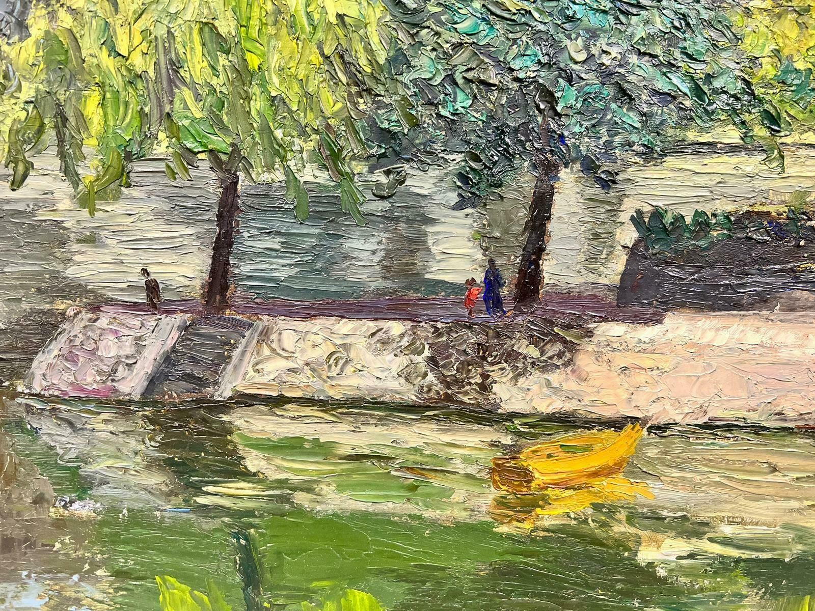 Josine Vignonspring Time Down By The Peaceful River Thick Oil Impasto Landscape1960's photo buy