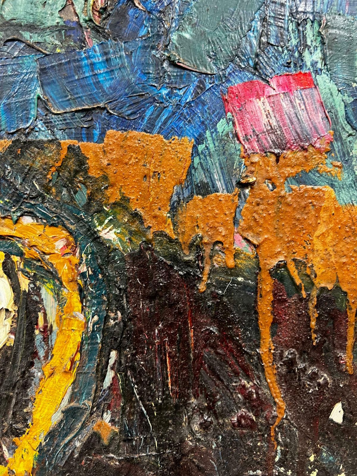 Art 20th Century French School1960's French Post Impressionist Signed Oil Flowers In A Vase Very Thick Oil photo