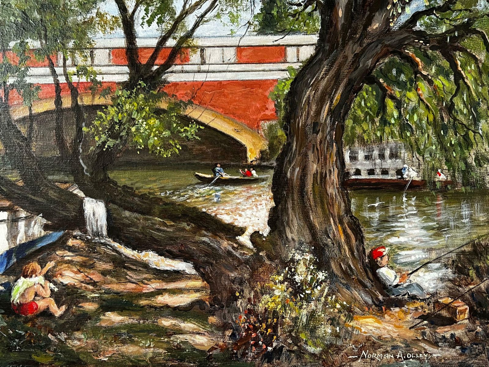 Norman A Olleya Tranquil British Scene In East Molesey Surrey photo furniture