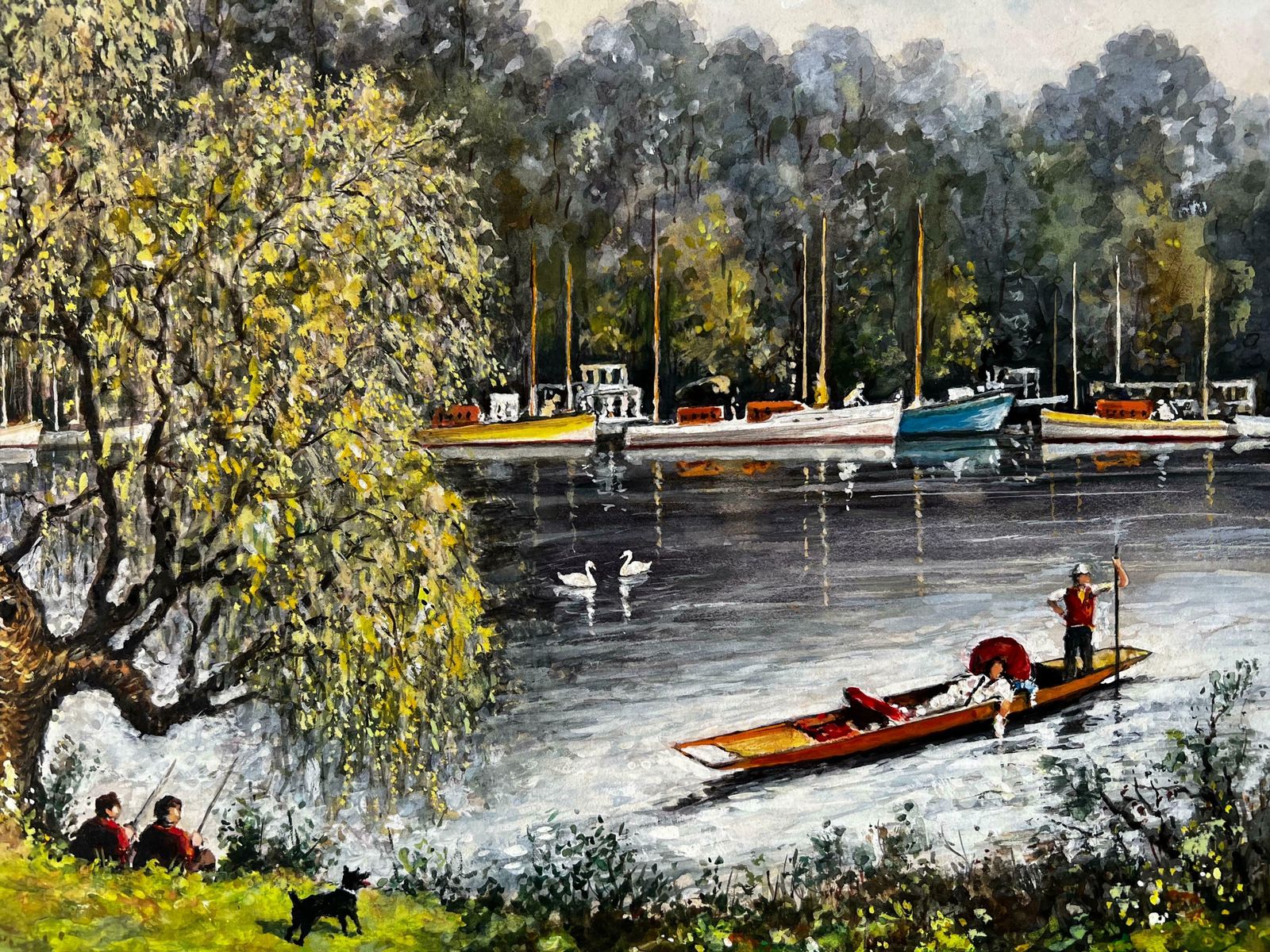 Norman A Olleya Relaxing Afternoon Fishing And Rowing On The Thames Off Tagg’s Island photo furniture