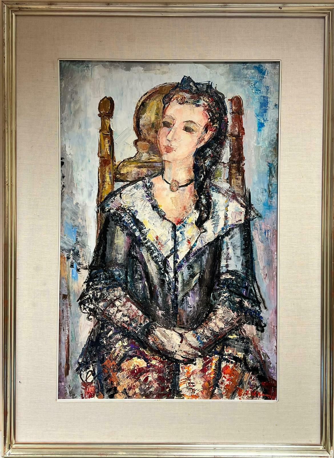 Maria Tort Xirauhuge Spanish/ French Oil Painting Girl Seated In Chair photo furniture