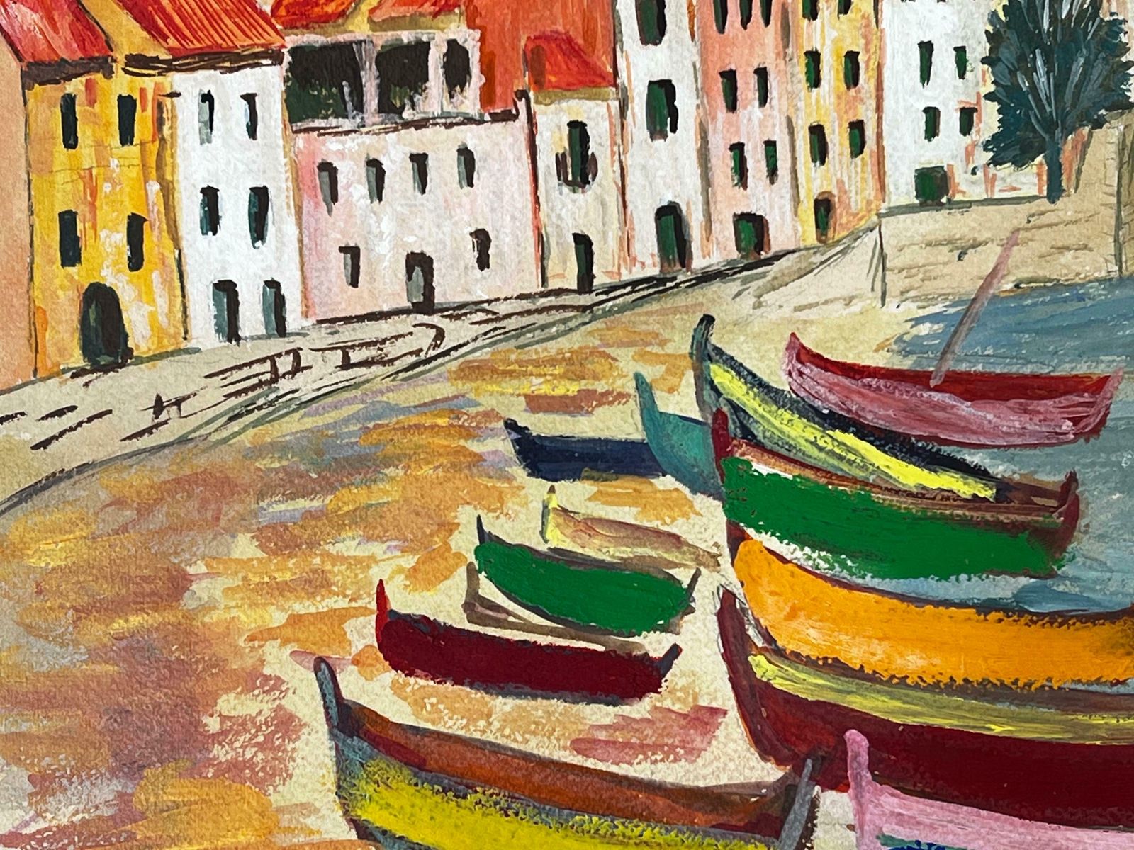 Bernard Labbecollioure Harbour, French 1950's Modernist Colorful Painting1950's photo furniture
