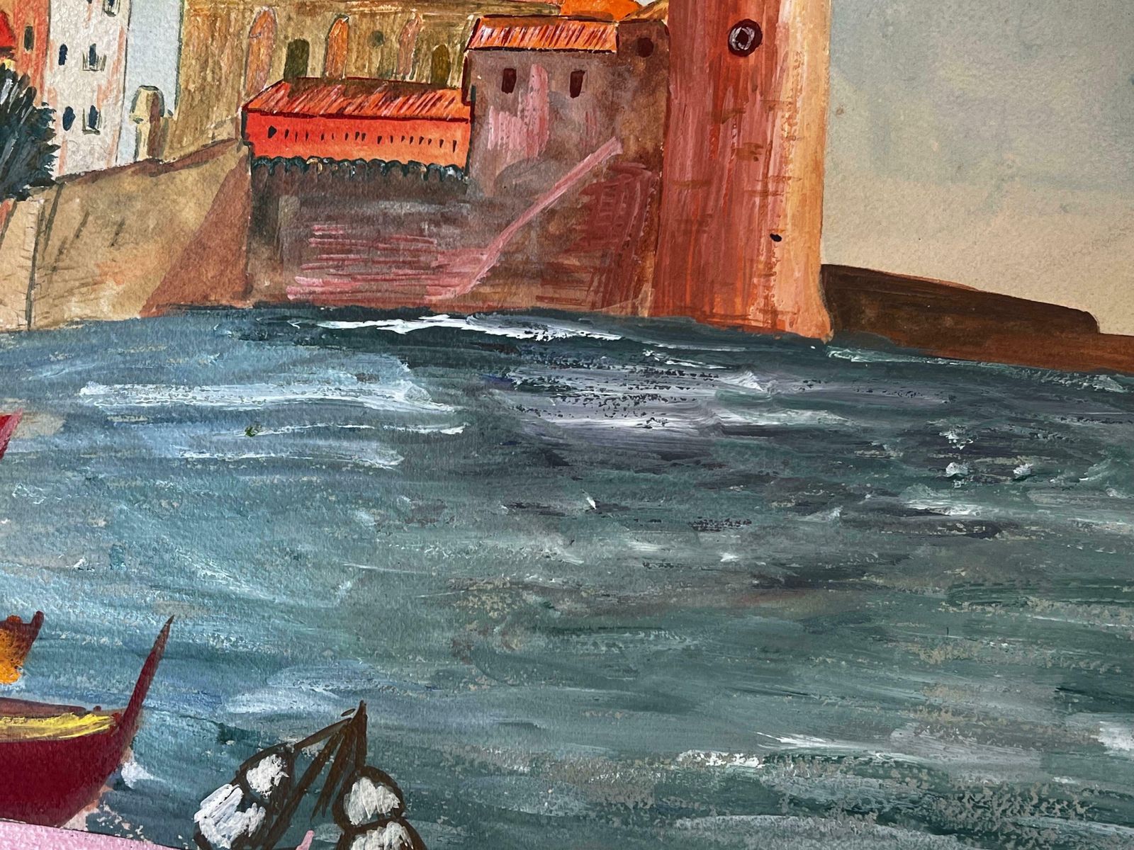 Bernard Labbecollioure Harbour, French 1950's Modernist Colorful Painting1950's photo 512.0