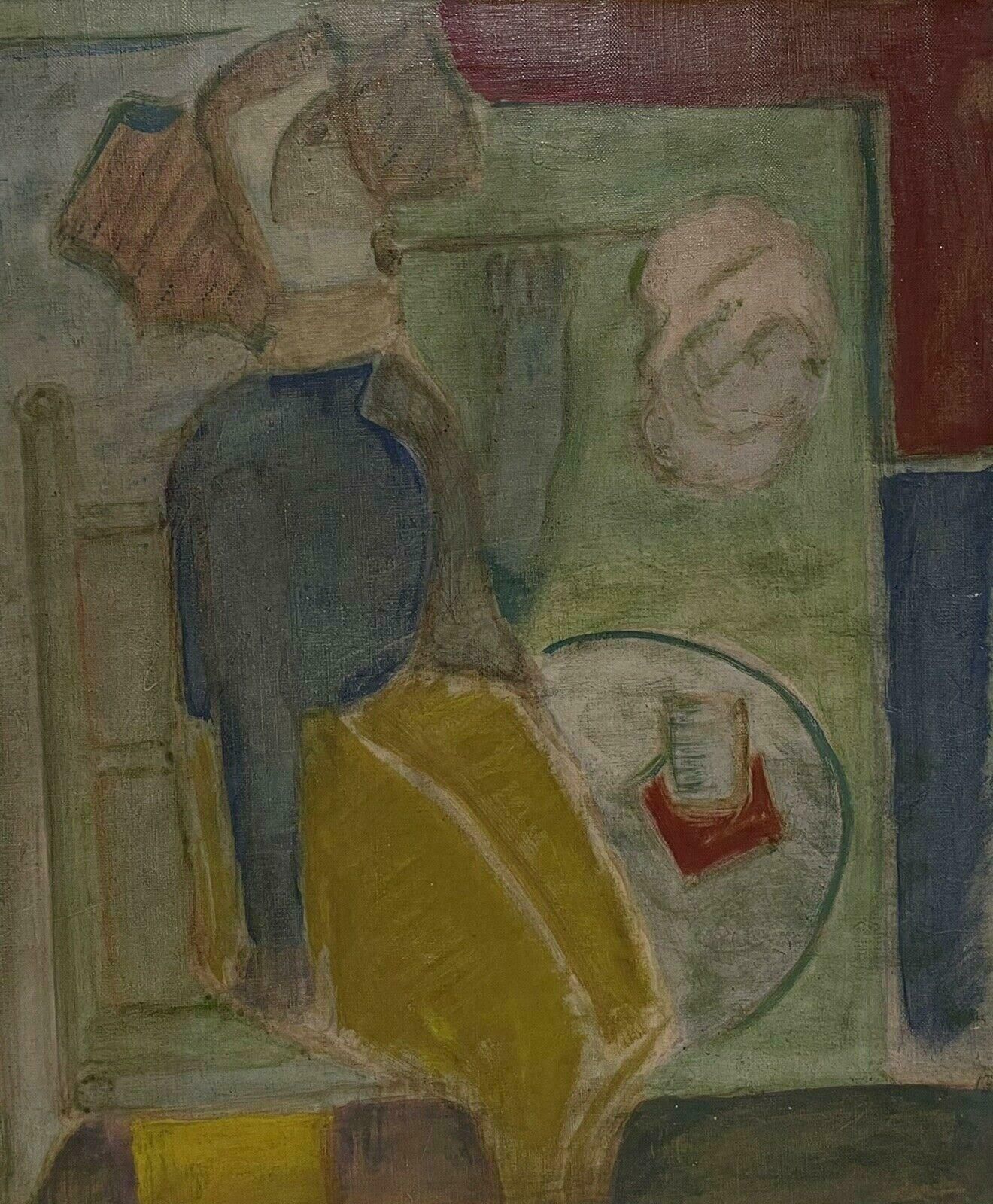 French School1940's French Modernist Figure In Interior Setting, Intriguing Oil Painting photo Art