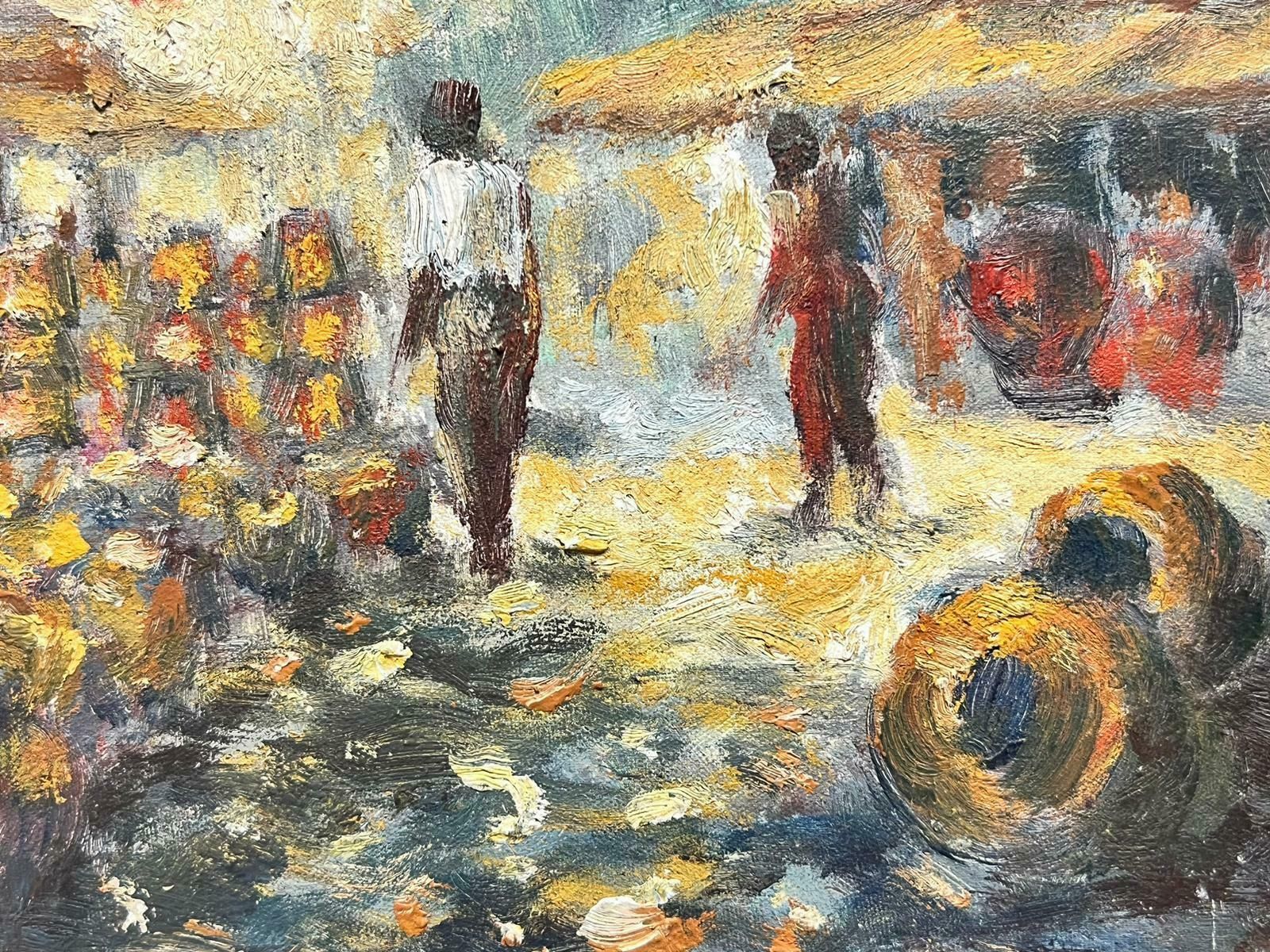 French School 1950's French Impressionist Oil Painting Market Scene Bathed In Sunlight photo Art
