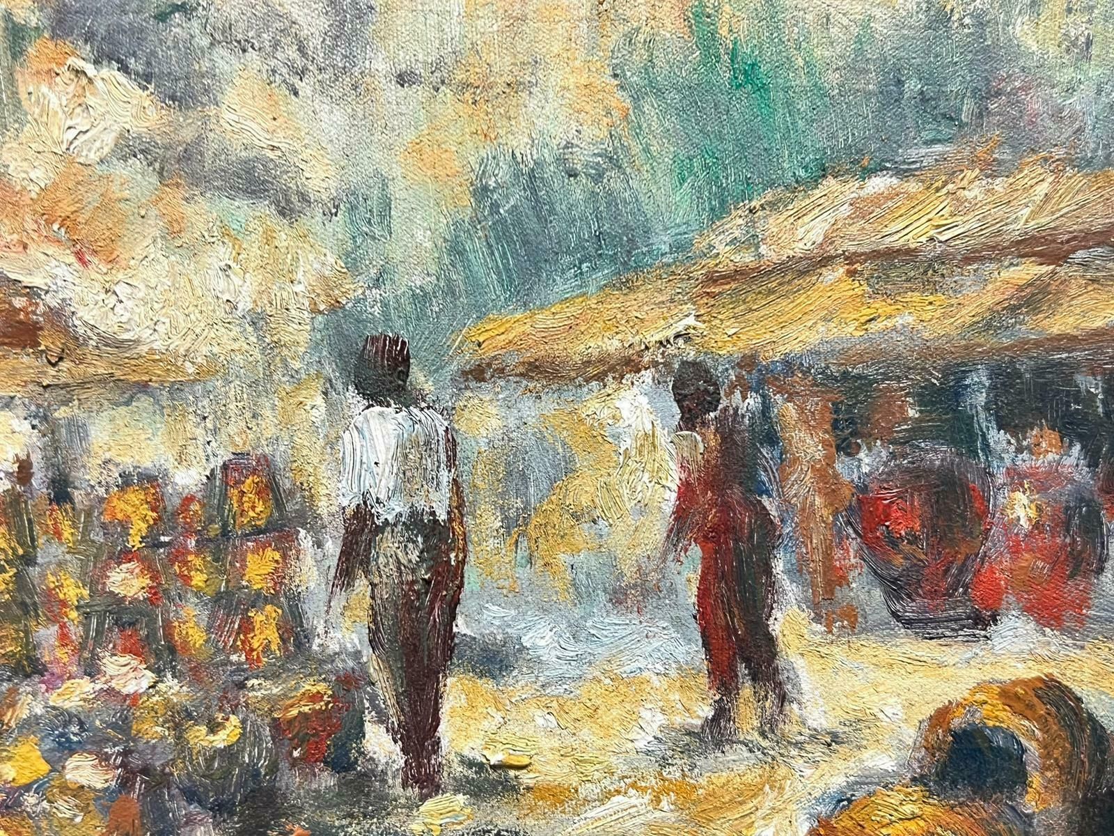 French School 1950's French Impressionist Oil Painting Market Scene Bathed In Sunlight photo 613.0