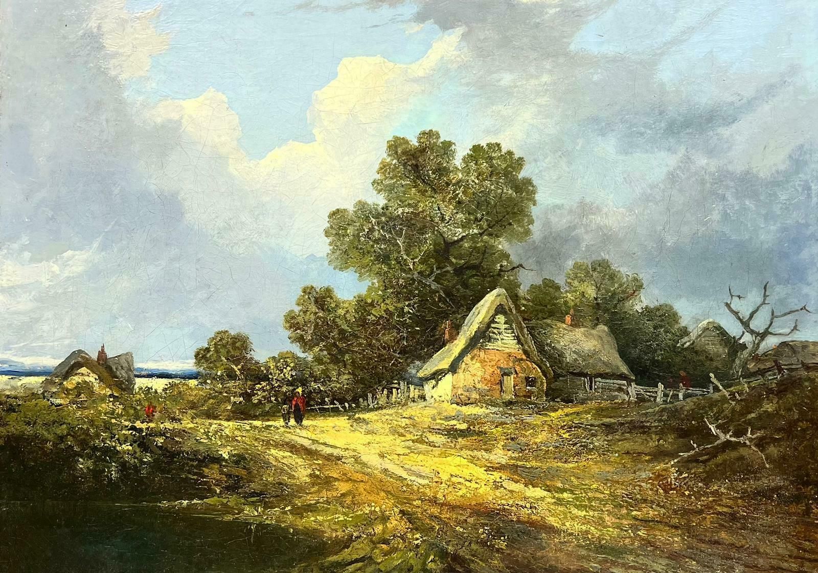 Norwich Schoollarge Victorian Norwich School Oil Thatched Cottages In Rural Landscape, Framed1876 photo furniture