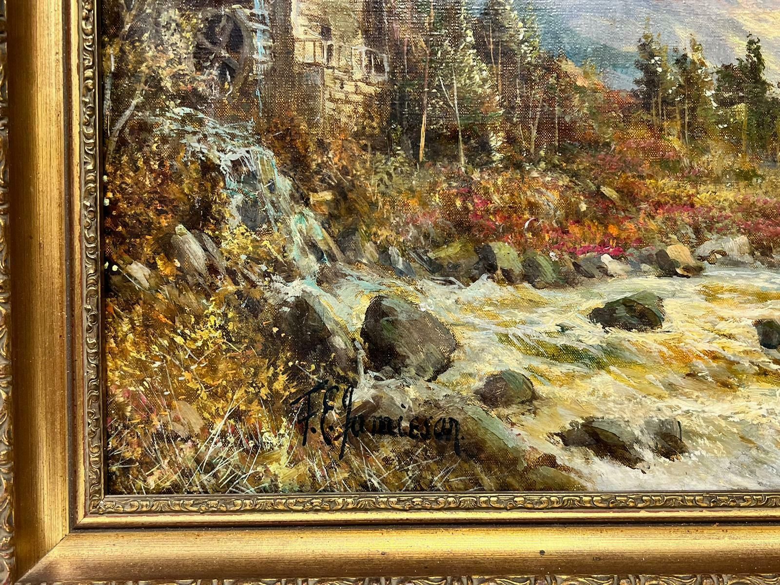 F. E. Jamiesonfine Antique Scottish Highlands Oil Painting Old Watermill River Landscapec. 1920's photo Art