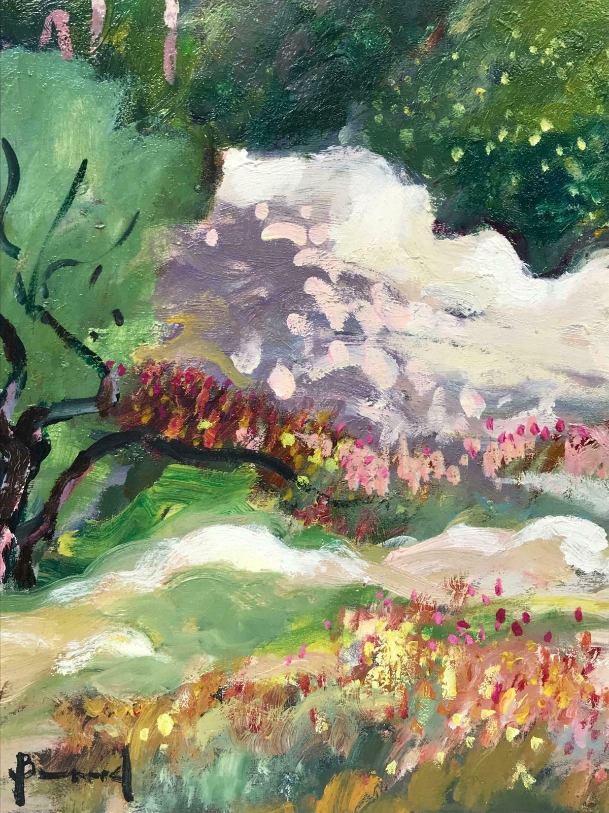 Guy Benardsun Scorched Provence Landscape Les Alpilles, Signed French Modernist Oil photo vintage