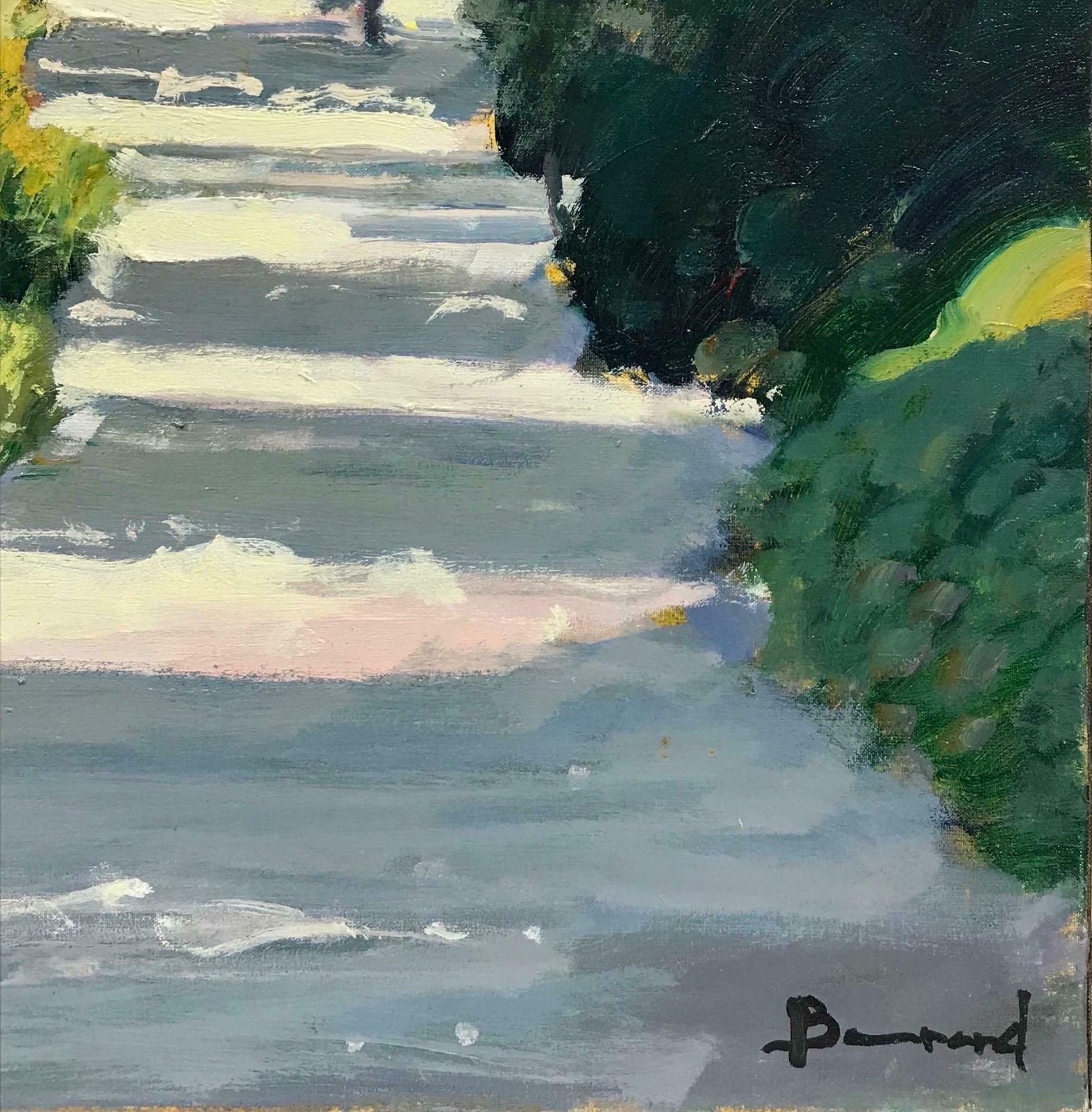 Guy Benardles Alpilles Provence, Sunny Summer Landscape Figures Walking In Lane, Oil photo 1380.0
